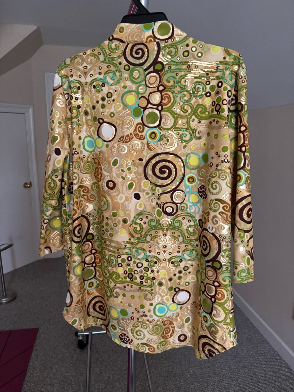 V-Neck Tunic Top with matching Skort - Gold & Green Swirl Print - Picture 3 of 10